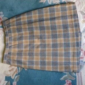CHESTER HALL LINED WOOL PLAID SKIRT